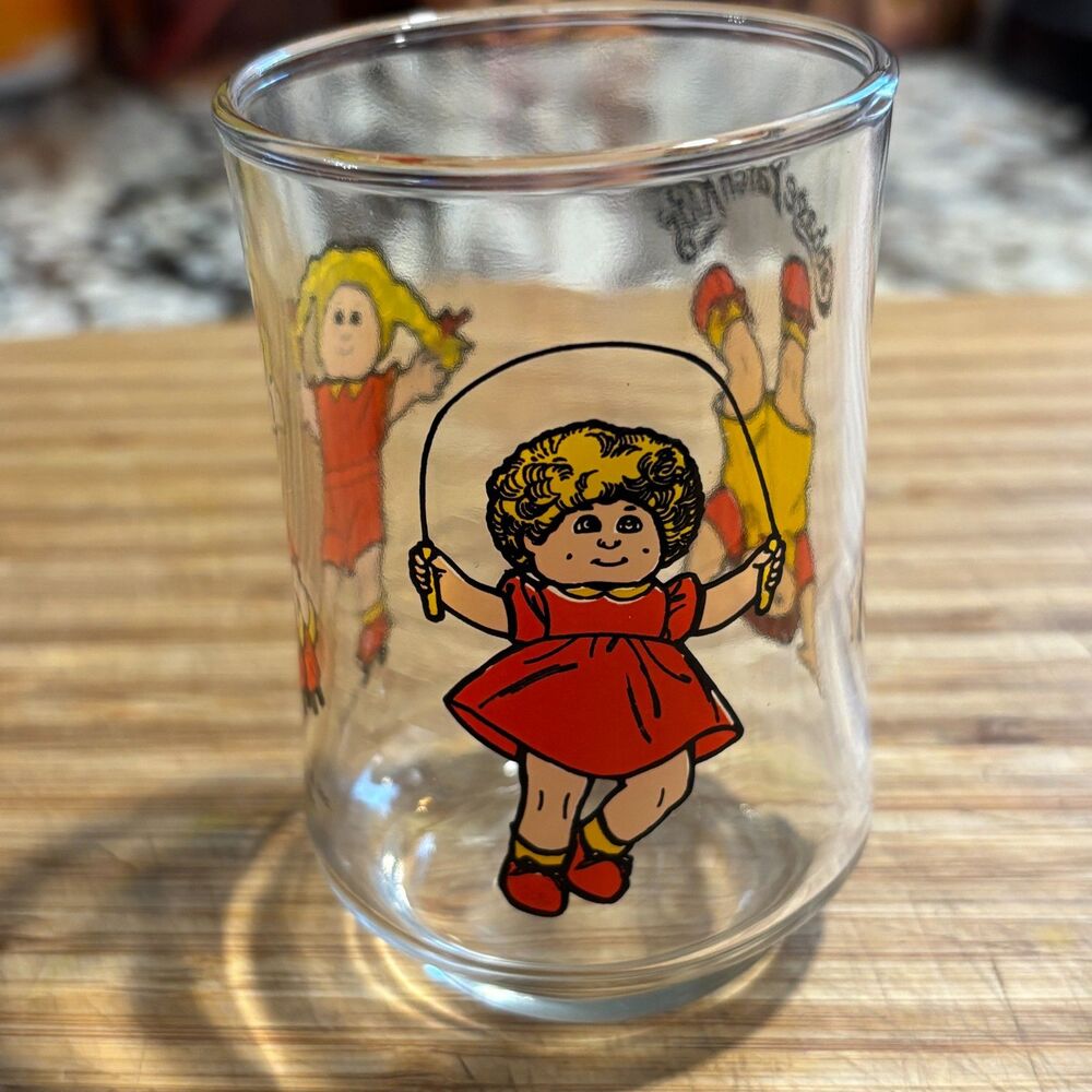 Vintage 1984 Cabbage Patch Kids Glass Tumbler Juice Glass 3.25" Collectible